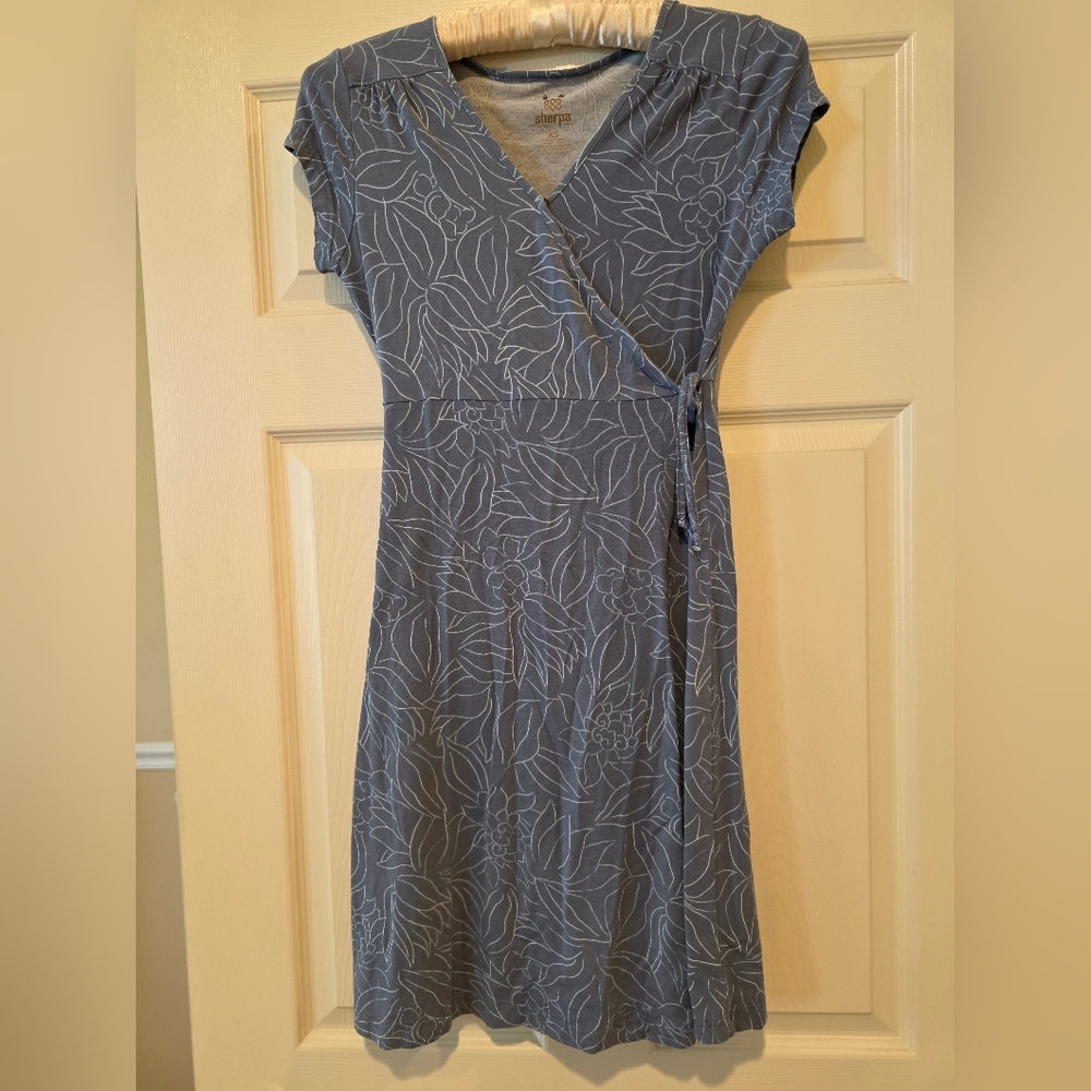 Blue Floral Wrap Dress